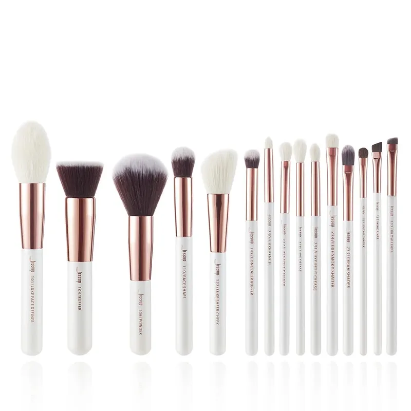 Jessup Professional Makeup Brushes Set 6-25pcs Makeup Brush Natural Synthetic Foundation Powder Highlighter Pearl White T215