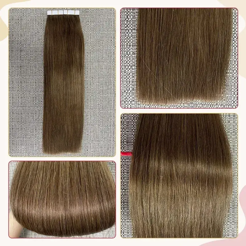 Moresoo Tape in Hair Extension Human Hair Real Remy PU Skin Weft 12-24 Inch Straight Brazilian Hair Glue on Adhesive Tape Ins