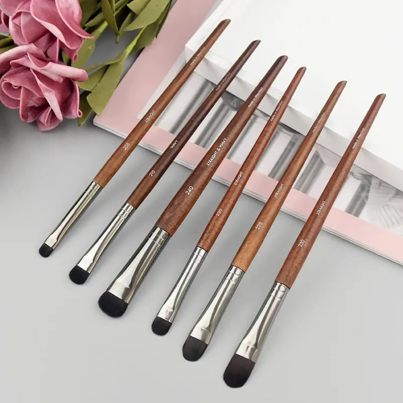 Naturligt træ Øjenmakeup børster hele sæt Pro Crease Øjenskygge Make-up kit smudge highlighter øjenbryn Læbevippebørste praktisk