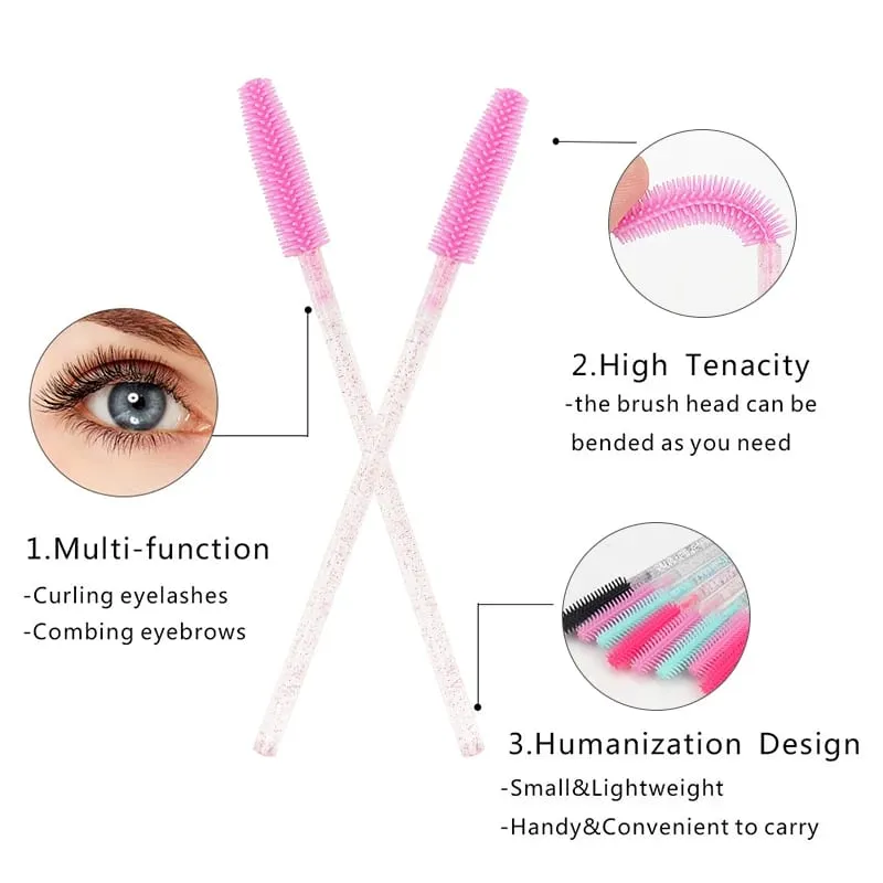 50 ks silikonové krystalové řasenky aplikátor jednorázové diamantové kartáčky na řasy hřeben pro ženy Krása štětec na make-up nástroje — image 3