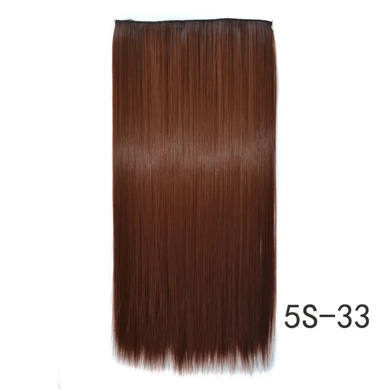 Synthetic Natural Synthetic Hair Extensions 5 Clip In Artificial Fake Ombre Blonde Brown Black Pink Straight False Hair Piece — image 35