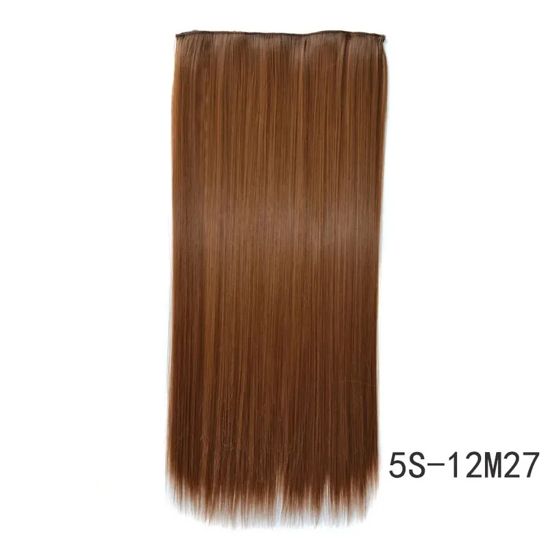 Synthetic Natural Synthetic Hair Extensions 5 Clip In Artificial Fake Ombre Blonde Brown Black Pink Straight False Hair Piece — image 23