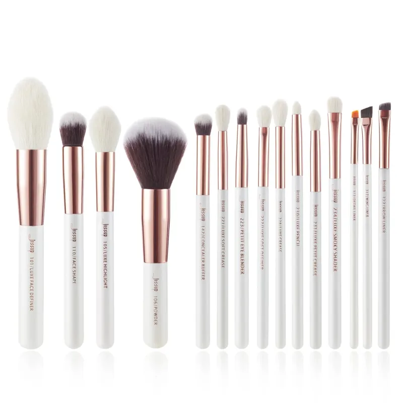 Jessup Professional Makeup Brushes Set 6-25pcs Makeup Brush Natural Synthetic Foundation Powder Highlighter Pearl White T215
