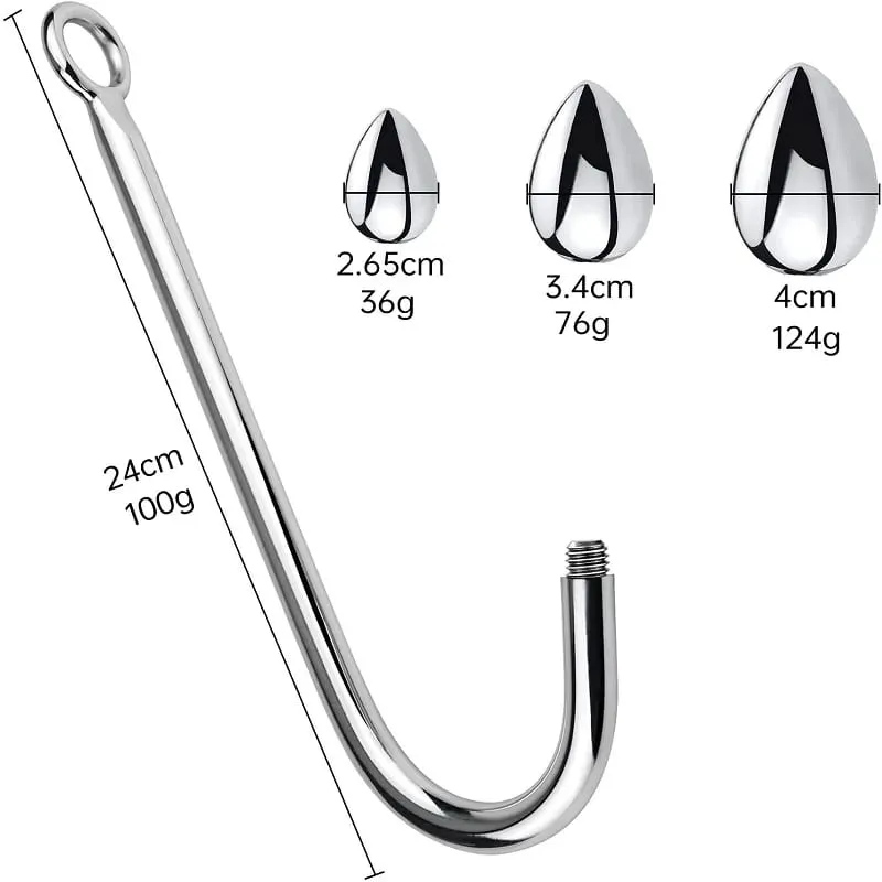 Ensemble de 3 boules de petite, moyenne et grande taille, crochet anal en métal, perles, dilatateur de tête, masseur de prostate, insertion, jouet sexuel bdsm pour homme — image 6