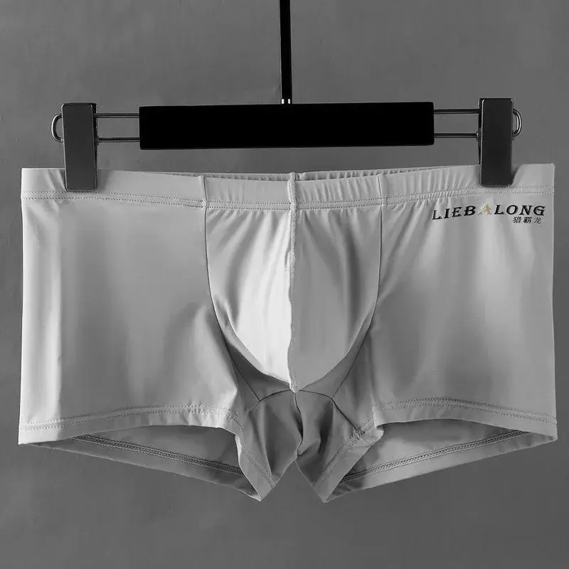 Sexy Männer Unterwäsche Boxer Eis Seide Sexi für Jungen Mann U Konvexen Big Bag Atmungsaktive Ausbuchtung Shorts Nylon Sommer pounch Höschen set — image 6