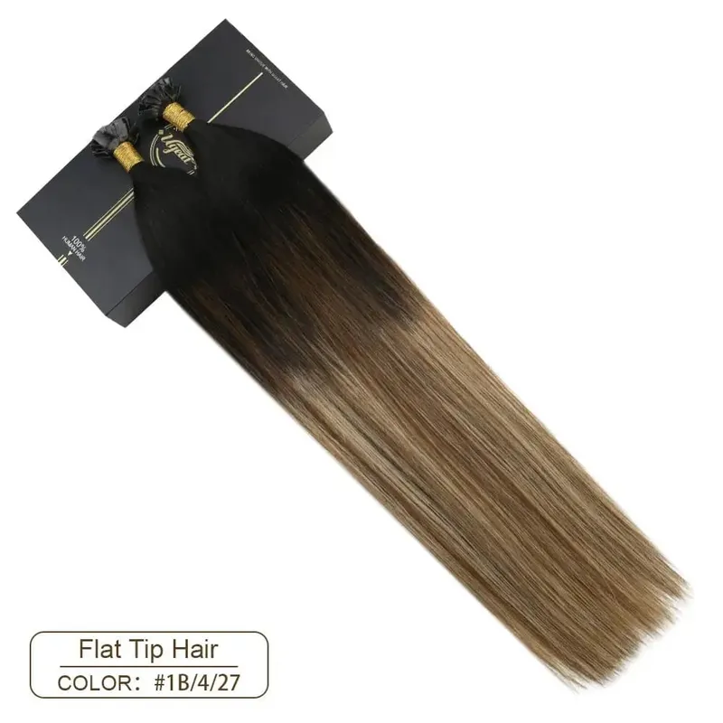 Ugeat FLAT TIP ต่อผมมนุษย์ผม Pre-Bonded Hair Extensions 14-24 "Keratin FLAT Human Hair balayage สีผม 1g/1 S