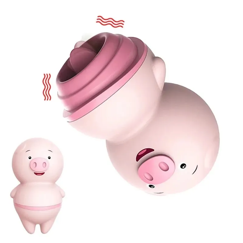Pink Pig Tongue Lick Vibrators Anal Clitoris Nipple Massager G-Spot Adult Product Erotic Sex Machine 6/2 Modes Female Sex Toys