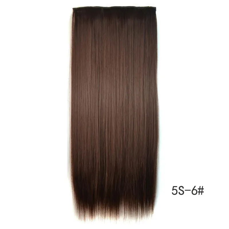 Synthetic Natural Synthetic Hair Extensions 5 Clip In Artificial Fake Ombre Blonde Brown Black Pink Straight False Hair Piece — image 16