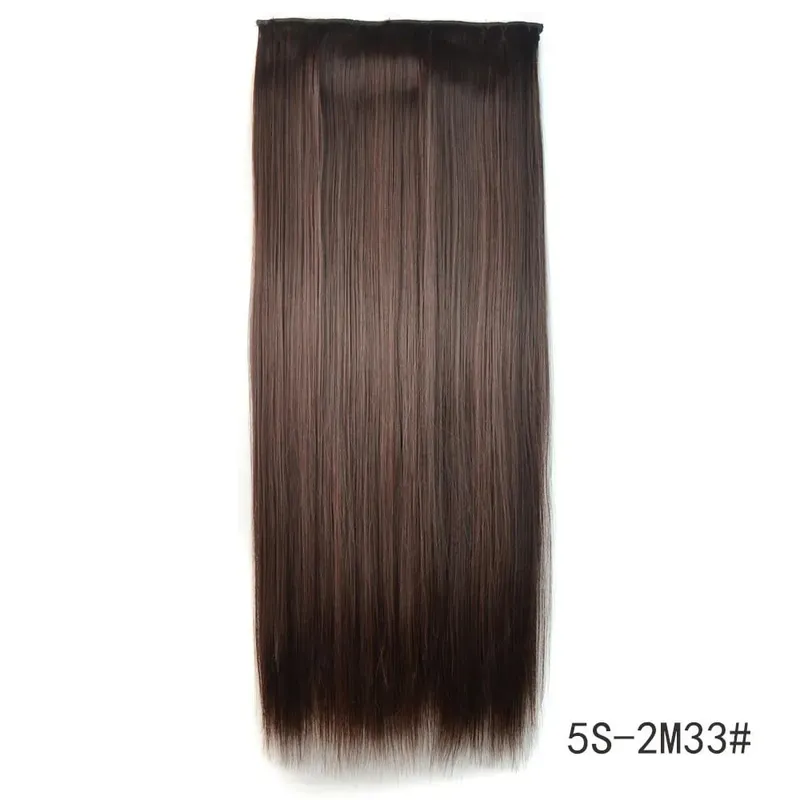 Synthetic Natural Synthetic Hair Extensions 5 Clip In Artificial Fake Ombre Blonde Brown Black Pink Straight False Hair Piece — image 12