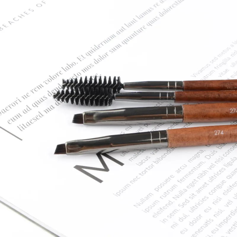1 pieza #274 brocha de maquillaje de cejas en ángulo de doble punta, brochas de maquillaje profesionales de madera Natural, herramientas cosméticas