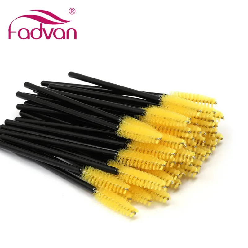 Fadvan 50 unidades/pacote pincéis de maquiagem plástico micro varinha ferramenta escova de cílios postiços preto/rosa/colorido suprimentos de extensão de chicote