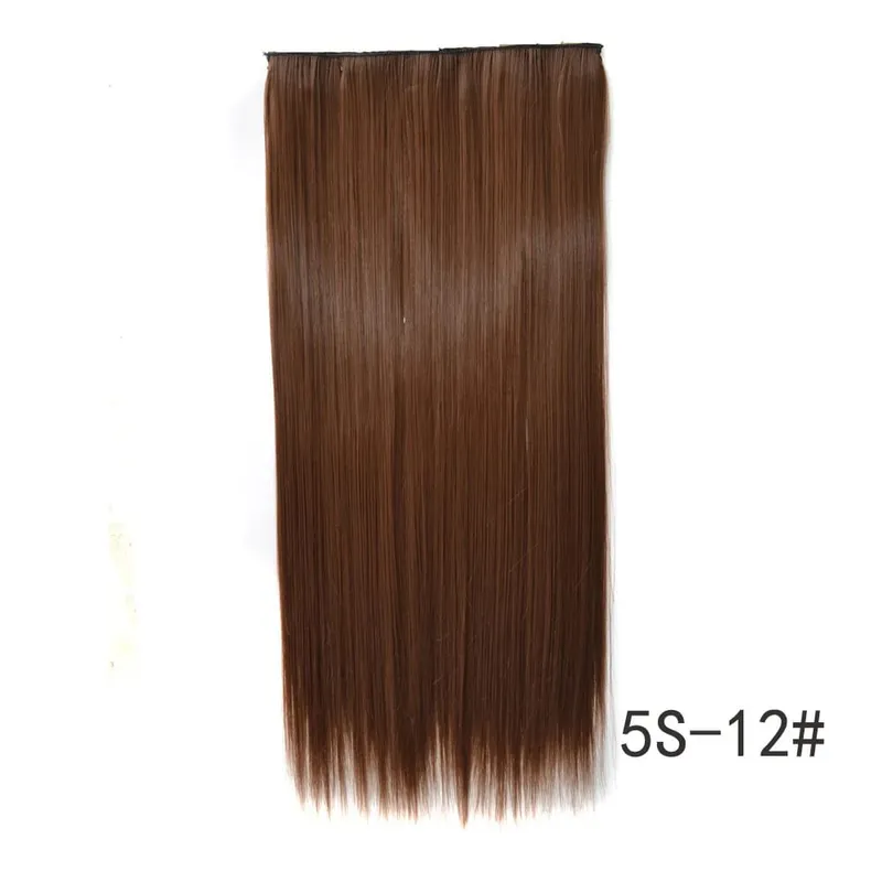 Synthetic Natural Synthetic Hair Extensions 5 Clip In Artificial Fake Ombre Blonde Brown Black Pink Straight False Hair Piece — image 21