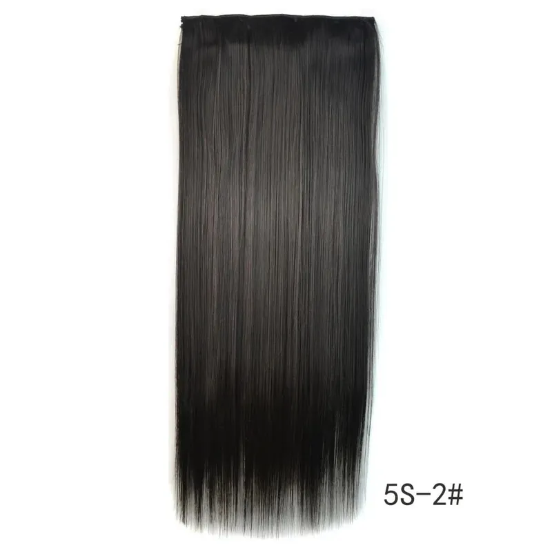 Synthetic Natural Synthetic Hair Extensions 5 Clip In Artificial Fake Ombre Blonde Brown Black Pink Straight False Hair Piece — image 10