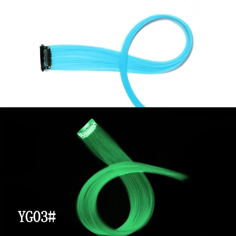 Synthetic Clip-On Hair Extension 20Inch 11Colors Glowing Clip-In One Piece Shines Fluorescent Fake Hairpiece For Women — image 9
