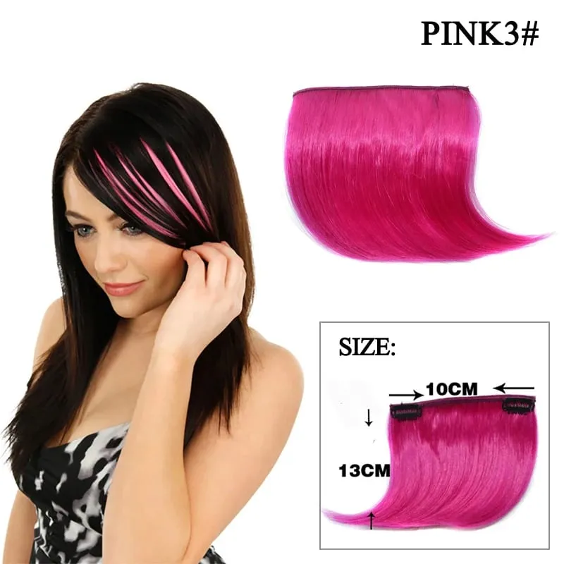 Colorful Clip in Synthetic Hair Bangs Gradient Hairpiece Fake Hair Piece Extensions for Women Girls Hair Extensions