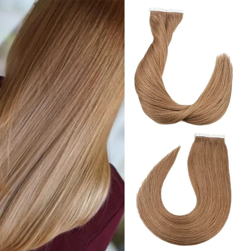 Toysww Real Human Hair Russian Hair Tape in Human Hair Extensions Blonde #60 For Woman Machine Made Remy Hair 20/40pcs
