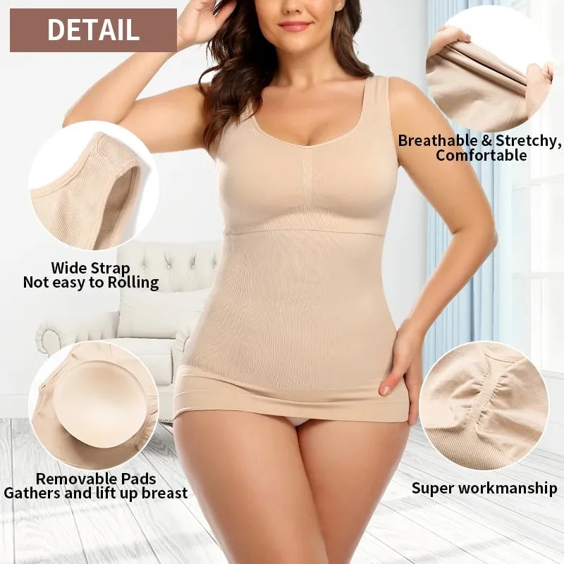 Áo ba lỗ dành cho nữ có tích hợp áo ngực Kệ áo ngực dây đeo rộng thông thường Yếm cơ bản không tay định hình với áo ngực có thể tháo rời