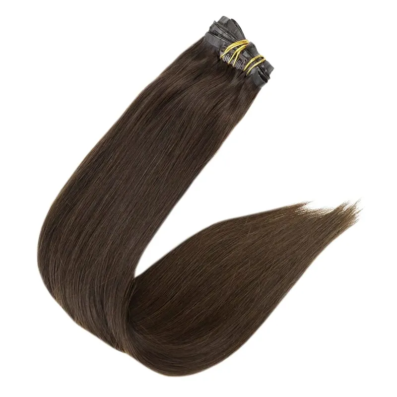 Full Shine Seamless Invisible Clip In Extensions Human Hair 8 τμχ 120g Remy Balayage Ξανθό Χρώμα