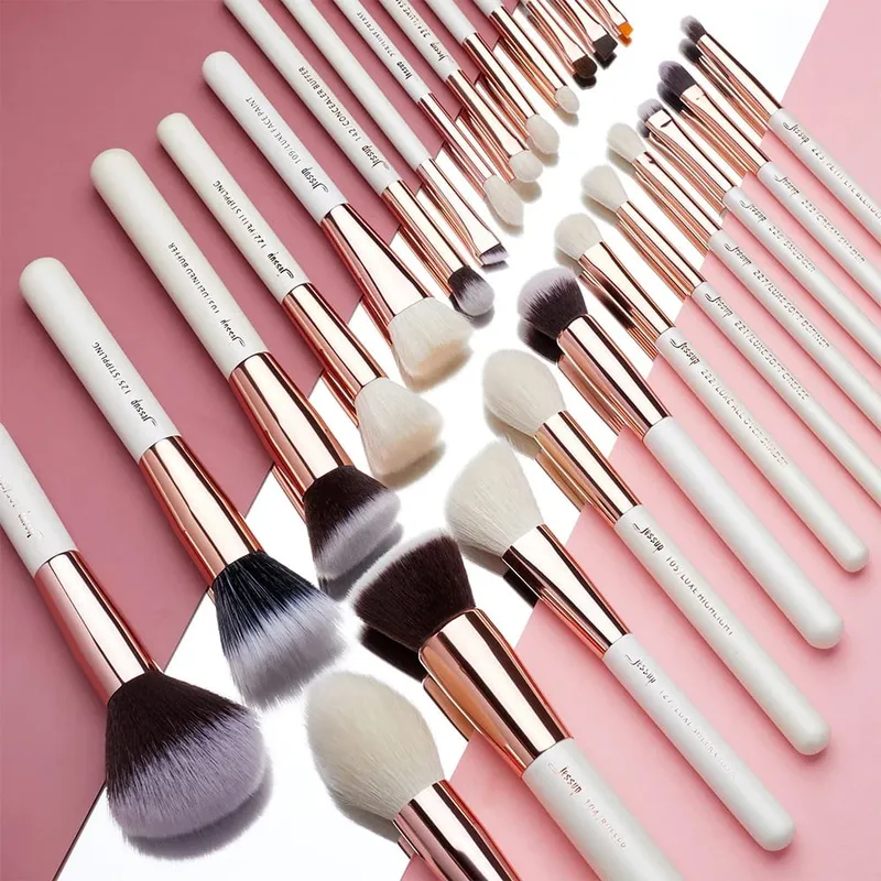 Jessup Professional Makeup Brushes Set 6-25pcs Makeup Brush Natural Synthetic Foundation Powder Highlighter Pearl White T215