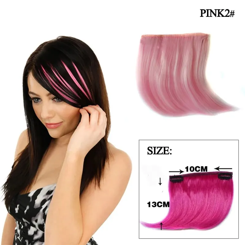 Colorful Clip in Synthetic Hair Bangs Gradient Hairpiece Fake Hair Piece Extensions for Women Girls Hair Extensions