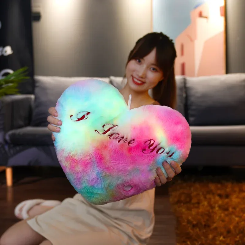 1 件 35 公分發光心形毛絨枕頭填充裝飾 I LOVE U 彩色發光玩具兒童伴侶禮物情侶禮物