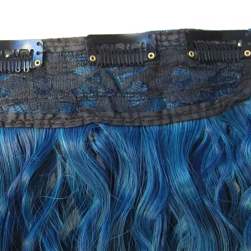 Jeedou Kinky Curly Hairpieces Clip-in One Piece Hair Extension Synthetic Vibrant Gradient Color for Nightclub Party Cosplay