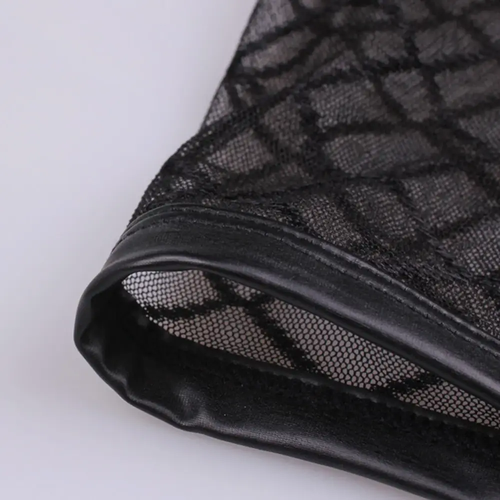 Sexy respirável fino boxer preto masculino malha transparente ver através de u-convexo roupa interior lingerie gay wear calças