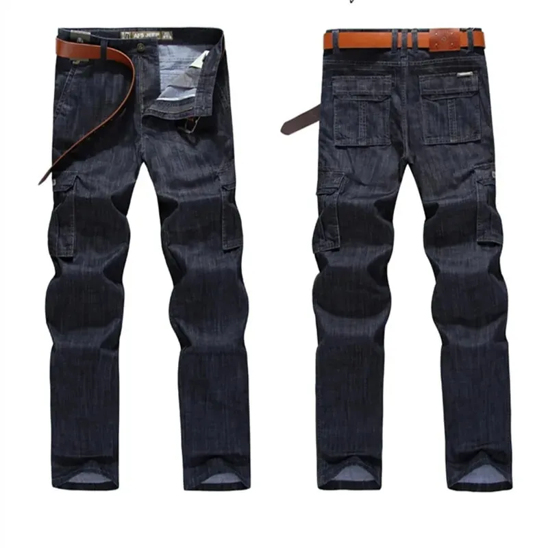 Calças de brim de carga dos homens tamanho grande 29-40 42 44 casual multi-bolso jeans roupas masculinas 2023 denim calças jeans para calças masculinas — image 2