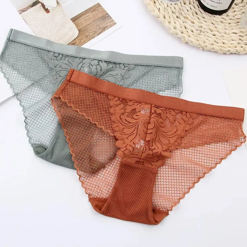 Set pakaian dalam wanita nyaman cup katun nirkabel renda penuh Bralette segitiga cup lembut dan pakaian dalam bra celana dalam transparan