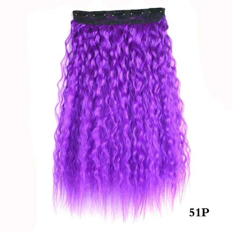 Jeedou Kinky Curly Hairpieces Clip-in One Piece Hair Extension Synthetic Vibrant Gradient Color for Nightclub Party Cosplay