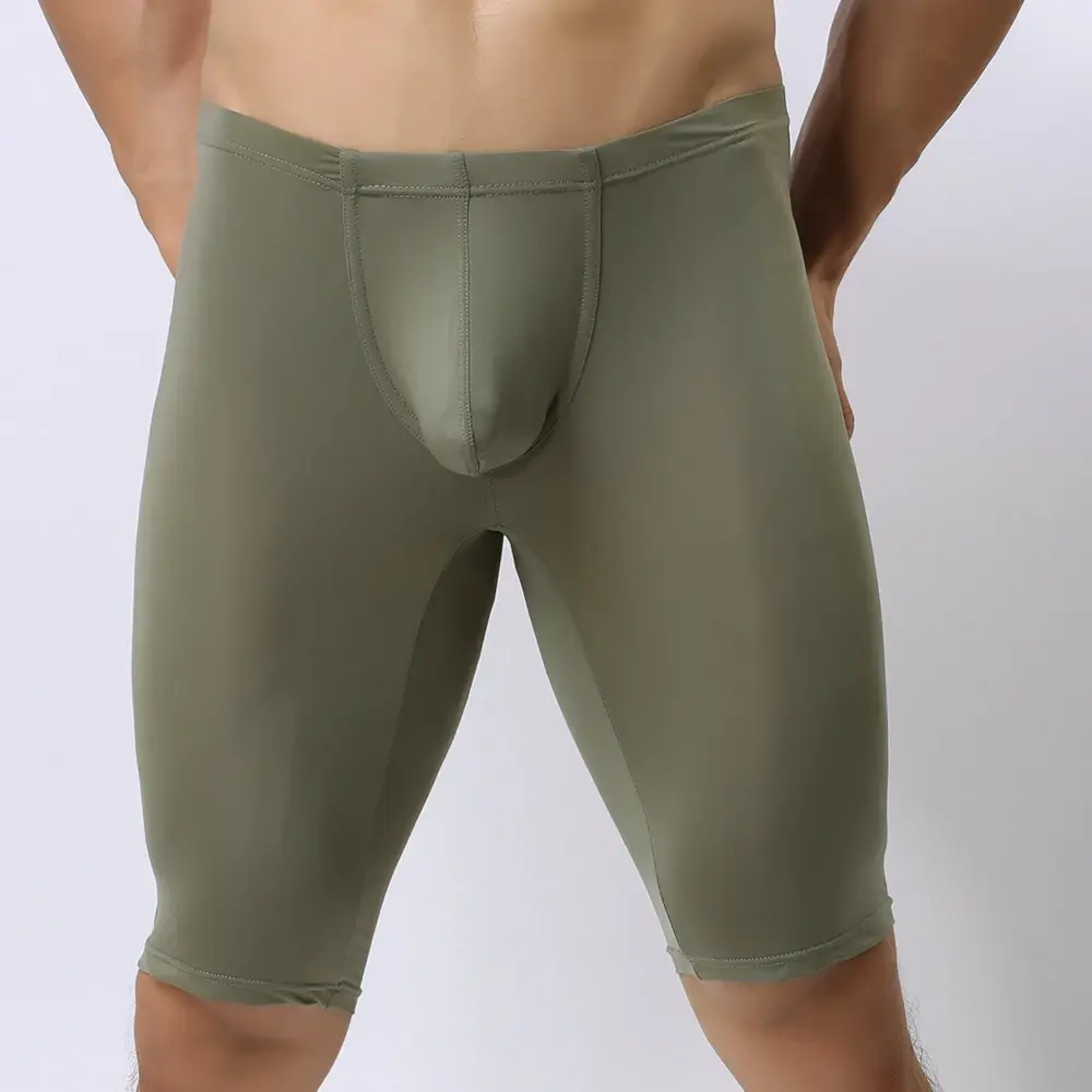 Sous-vêtements Ultra-fins pour hommes, Boxer Transparent sculptant demi-longueur, solide, pochette convexe en U, sous-vêtements longs pour hommes — image 6