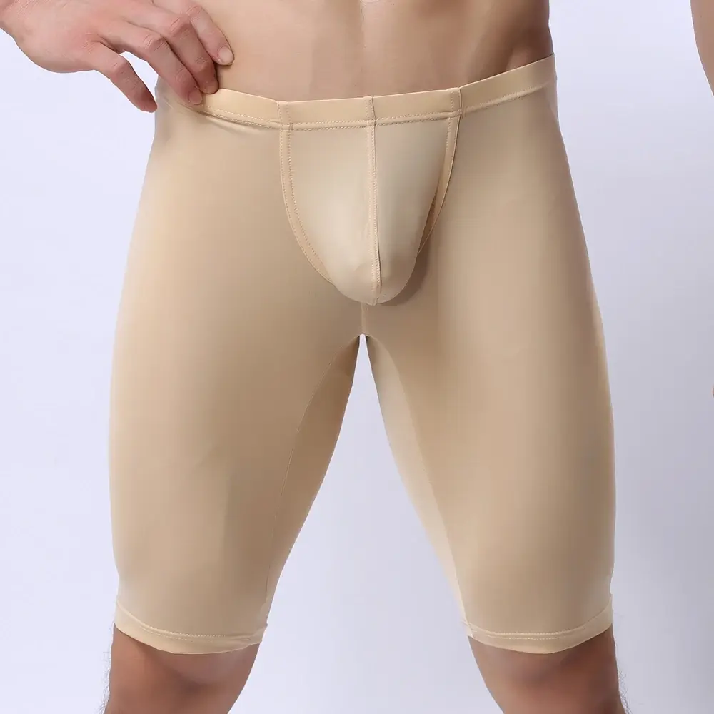 Sous-vêtements Ultra-fins pour hommes, Boxer Transparent sculptant demi-longueur, solide, pochette convexe en U, sous-vêtements longs pour hommes — image 8