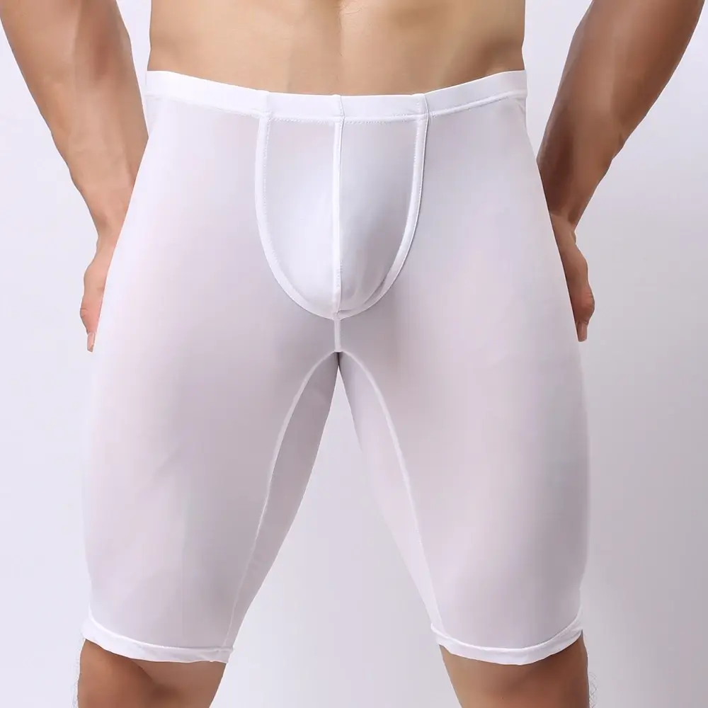 Sous-vêtements Ultra-fins pour hommes, Boxer Transparent sculptant demi-longueur, solide, pochette convexe en U, sous-vêtements longs pour hommes — image 7