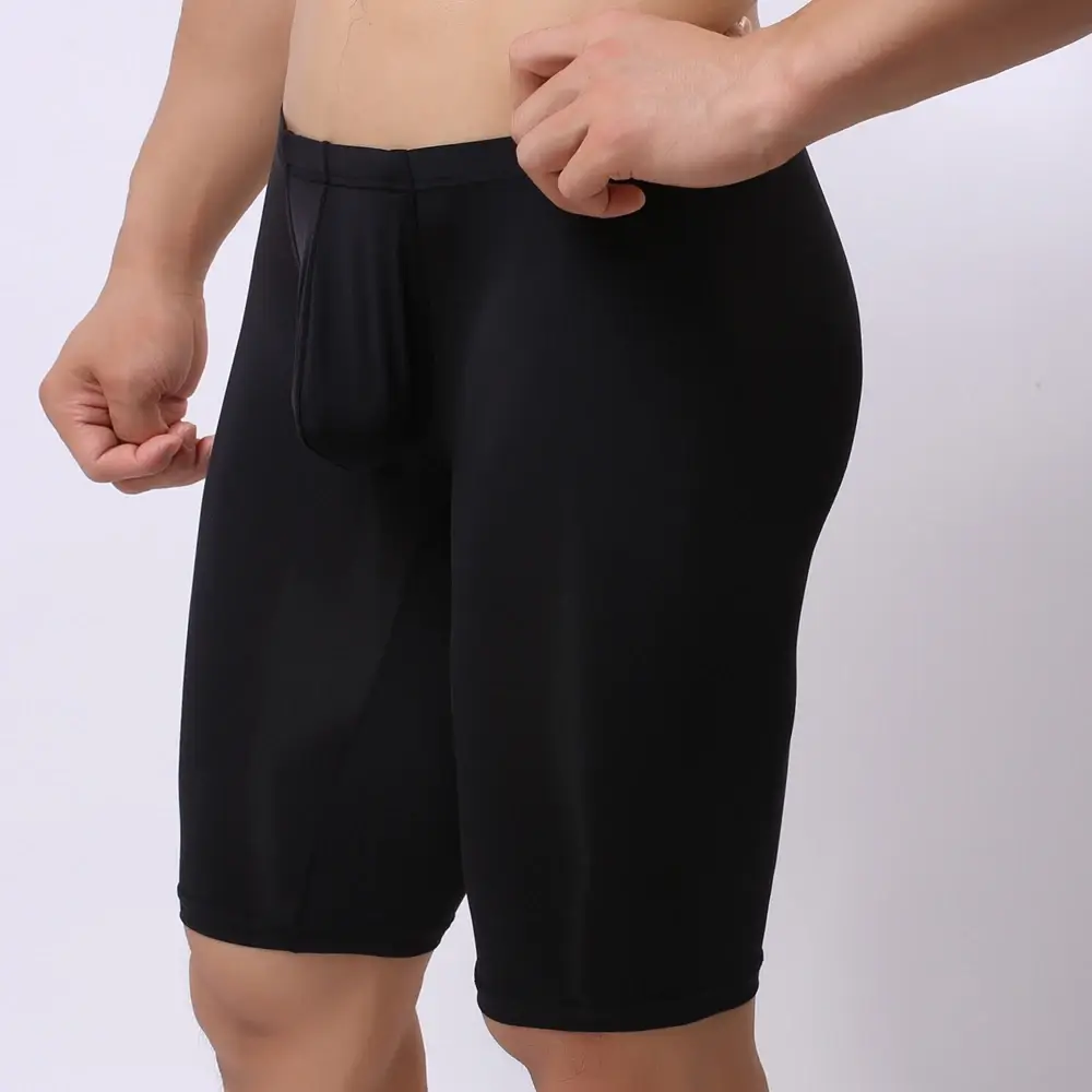 Sous-vêtements Ultra-fins pour hommes, Boxer Transparent sculptant demi-longueur, solide, pochette convexe en U, sous-vêtements longs pour hommes — image 4