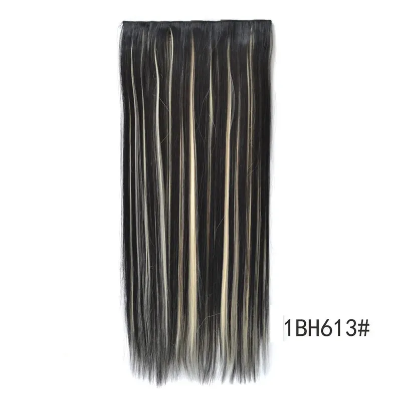 Synthetic Natural Synthetic Hair Extensions 5 Clip In Artificial Fake Ombre Blonde Brown Black Pink Straight False Hair Piece — image 8