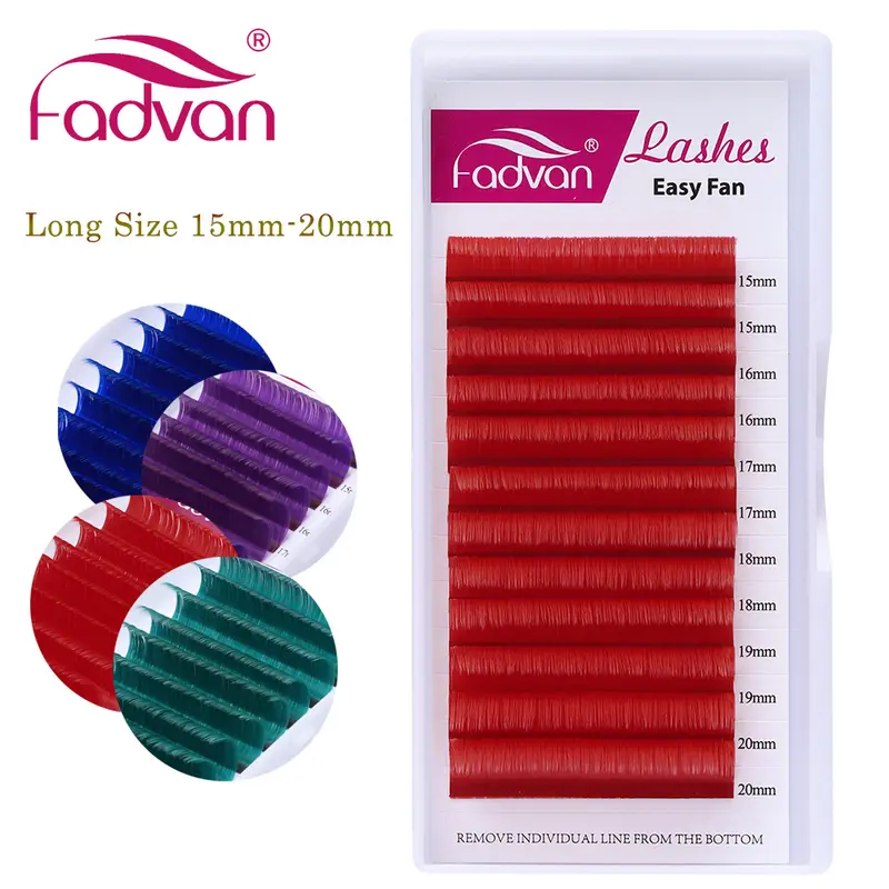 Fadvan Lungo 15-20mm Facile Smazzare Trucco Ciglia Misto 8-14mm Colorato Ciglia Finte Estensioni Ciglia Colore Verde/Viola/Rosso/Blu — image 2