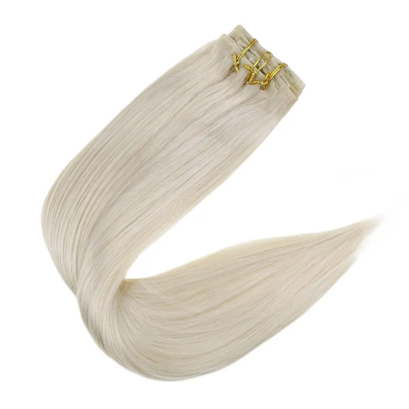 Full Shine Seamless Invisible Clip In Extensions Human Hair 8 τμχ 120g Remy Balayage Ξανθό Χρώμα