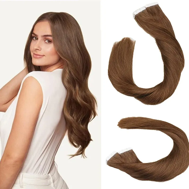 Toysww Real Human Hair Russian Hair Tape in Human Hair Extensions Blonde #60 For Woman Machine Made Remy Hair 20/40pcs