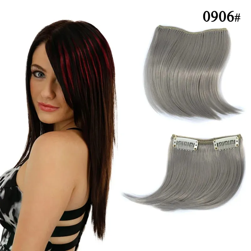 Colorful Clip in Synthetic Hair Bangs Gradient Hairpiece Fake Hair Piece Extensions for Women Girls Hair Extensions