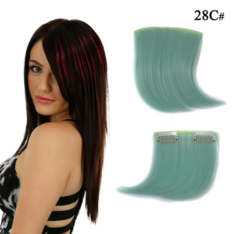 Colorful Clip in Synthetic Hair Bangs Gradient Hairpiece Fake Hair Piece Extensions for Women Girls Hair Extensions