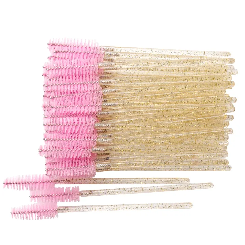 50 stk. Engangs øjenvippebørster Nylon brynbørste Crystal Mascara Wands Applikator øjenvipper Kosmetisk kam kvinder Makeup værktøj