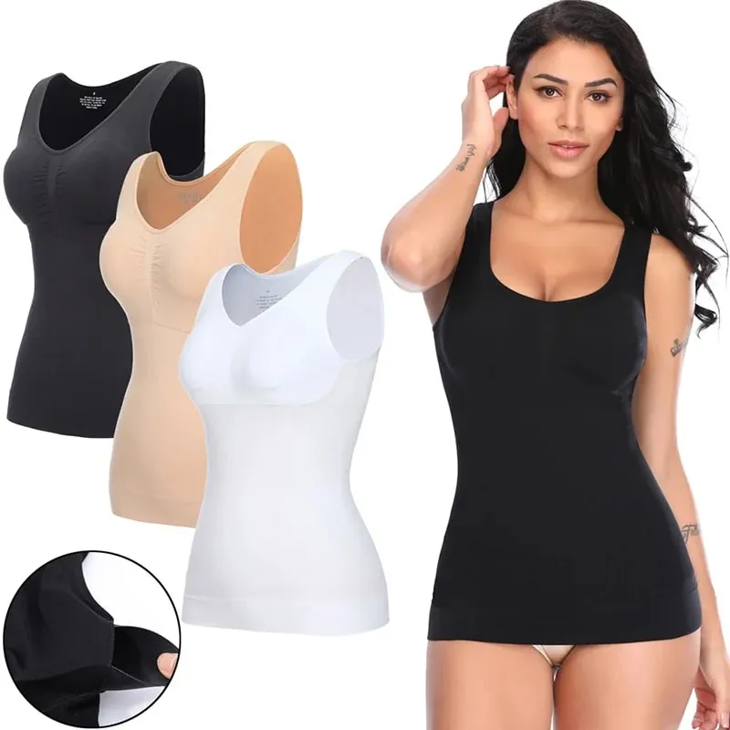 Áo ba lỗ dành cho nữ có tích hợp áo ngực Kệ áo ngực dây đeo rộng thông thường Yếm cơ bản không tay định hình với áo ngực có thể tháo rời