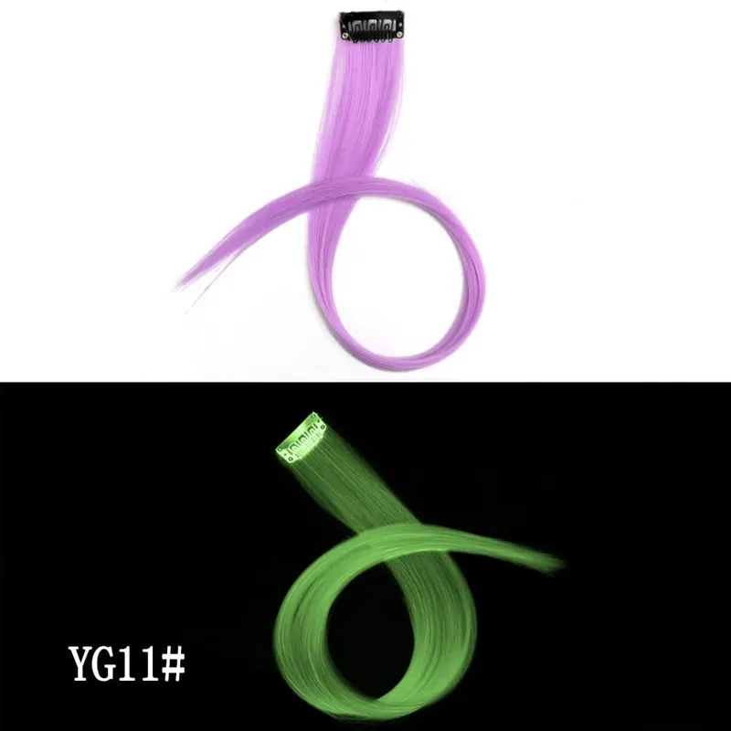 Synthetic Clip-On Hair Extension 20Inch 11Colors Glowing Clip-In One Piece Shines Fluorescent Fake Hairpiece For Women — image 17