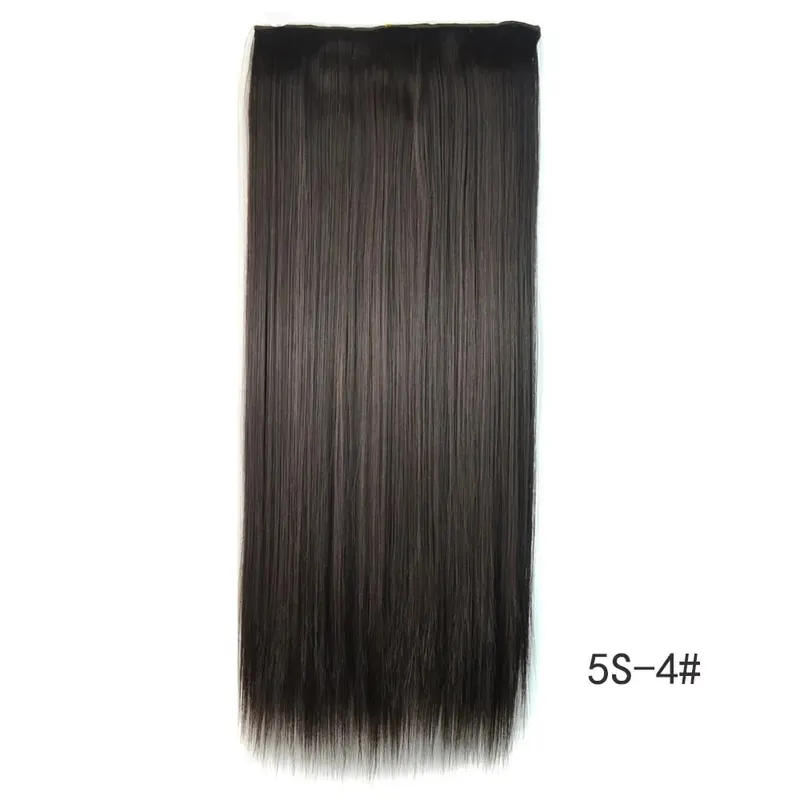 Synthetic Natural Synthetic Hair Extensions 5 Clip In Artificial Fake Ombre Blonde Brown Black Pink Straight False Hair Piece — image 13