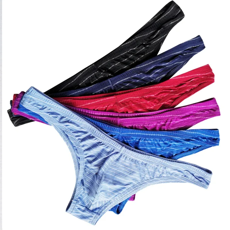 5 Nam Gợi Cảm Quần Đùi Sọc Bikini Thoáng Khí Quần Lót Mềm Cucea Quần Lót Người Thoải Mái Đồng Tính Quần Cueca Quần Lót Nam C903-1