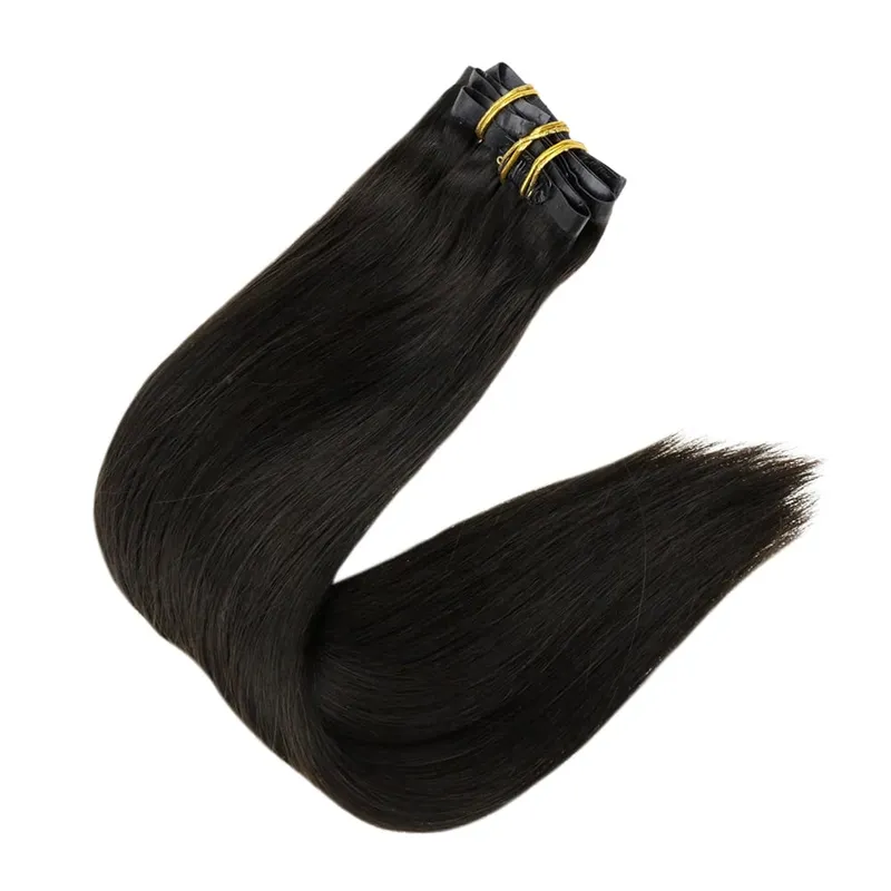 Full Shine Seamless Invisible Clip In Extensions Human Hair 8 τμχ 120g Remy Balayage Ξανθό Χρώμα