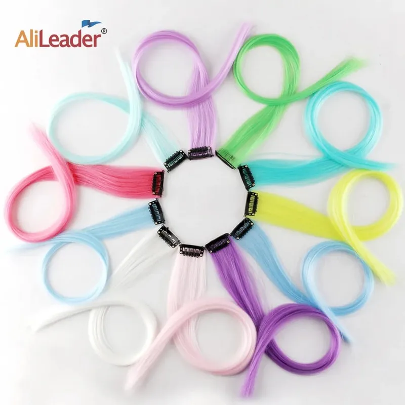 Synthetic Clip-On Hair Extension 20Inch 11Colors Glowing Clip-In One Piece Shines Fluorescent Fake Hairpiece For Women — image 5