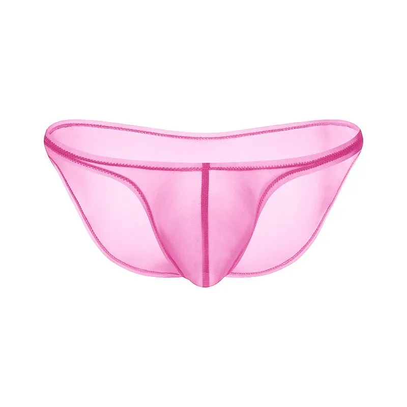 Sous-vêtements pour hommes, culotte triangulaire transparente en soie glacée délicate, slip taille basse de personnalité — image 28