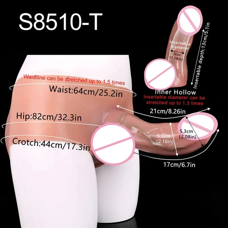 2 Colors Skin-Like Penis Sleeve Underwear насадка на член Male Strap-On Huge Ultra Realistic Hollow Dildo Pants Dick Extend