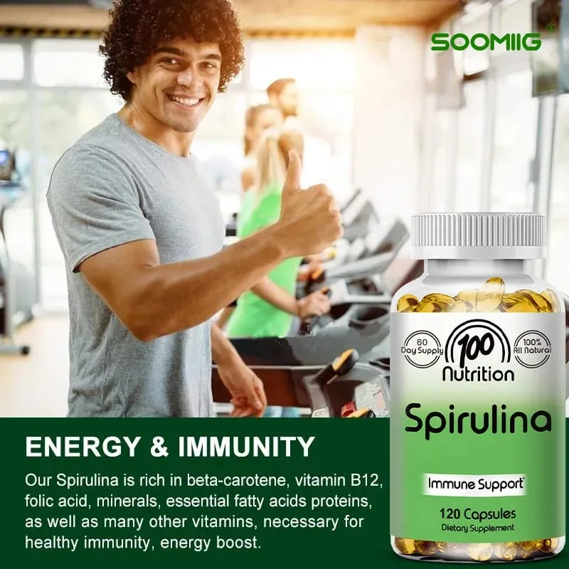 Organic Spirulina Capsules 700mg Supports Detoxification Immune Cardiovascular Health & Energy Antioxidant Vegan Non-GMO — image 6